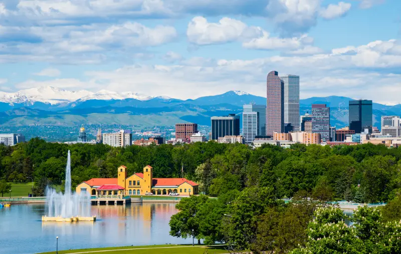 Denver Colorado downtown with City Park