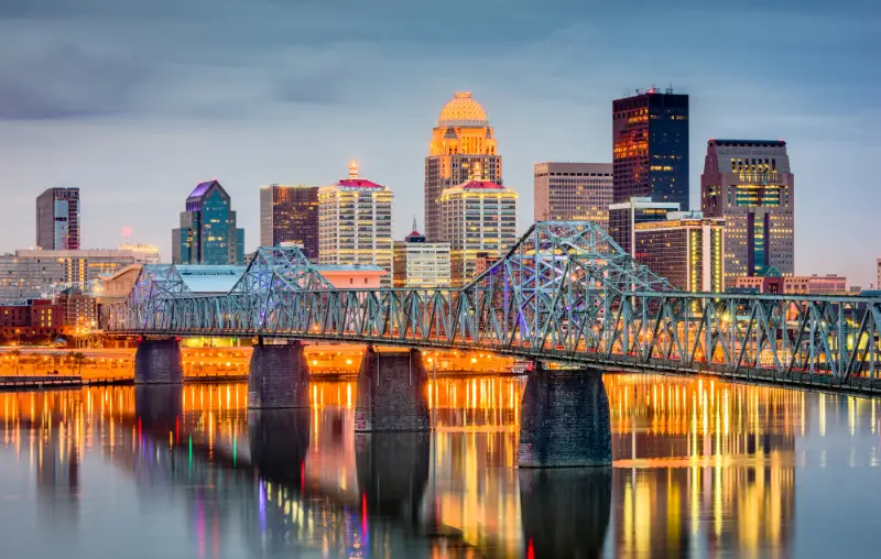 Louisville, Kentucky, USA skyline on the river.