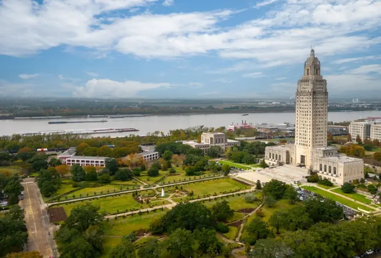 Baton Rouge, LA - December 1, 2023: The Louisiana State Capitol Building in Downtown Baton Rouge