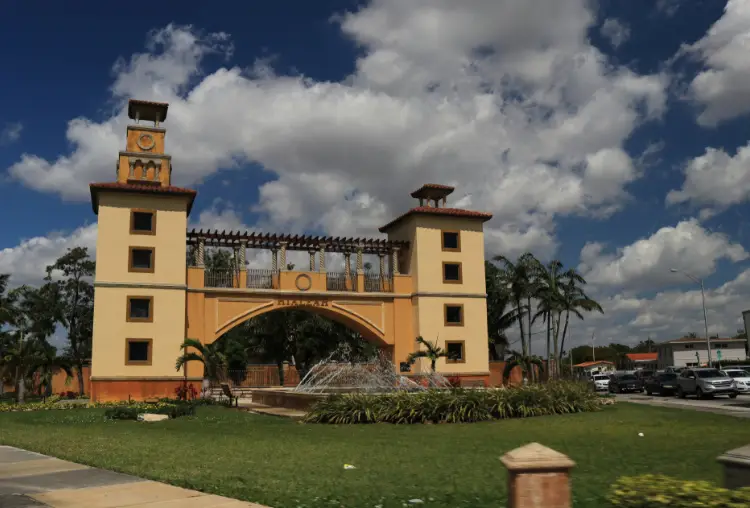 The Hialeah Entry Fountain in Hialeah, Florida, USA on March 17, 2018