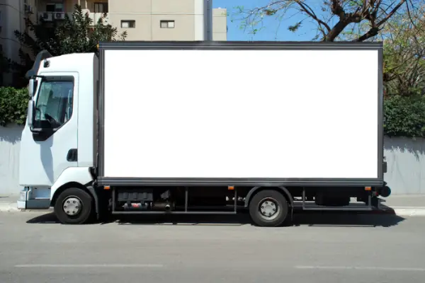 A Blank white Sign on a white truck