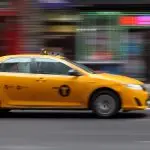 Yellow Cabs (blurred) in Manhattan, New York City, New York, USA