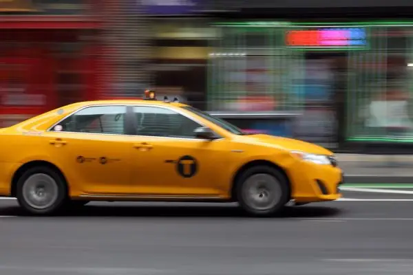 Yellow Cabs (blurred) in Manhattan, New York City, New York, USA